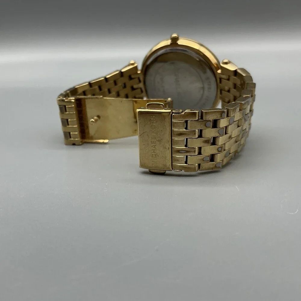 Michael Kors Darci Womens Watch 39mm Gold Crystals MK-3191 New Battery 6.25" - Picture 10 of 15